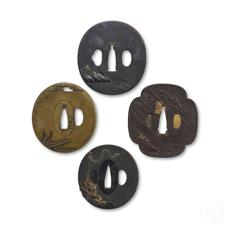 日本 江戶時代 十八至十九世紀 鍔一組四件 | QUATRE TSUBA - 图2